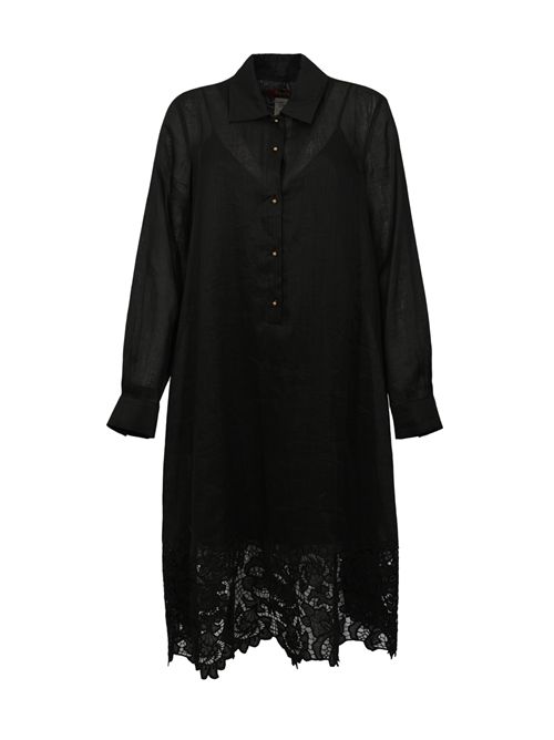 Abito chemisier MSTMELA in garza ramié ricamata Nero MAX MARA STUDIO | 2616231012600003